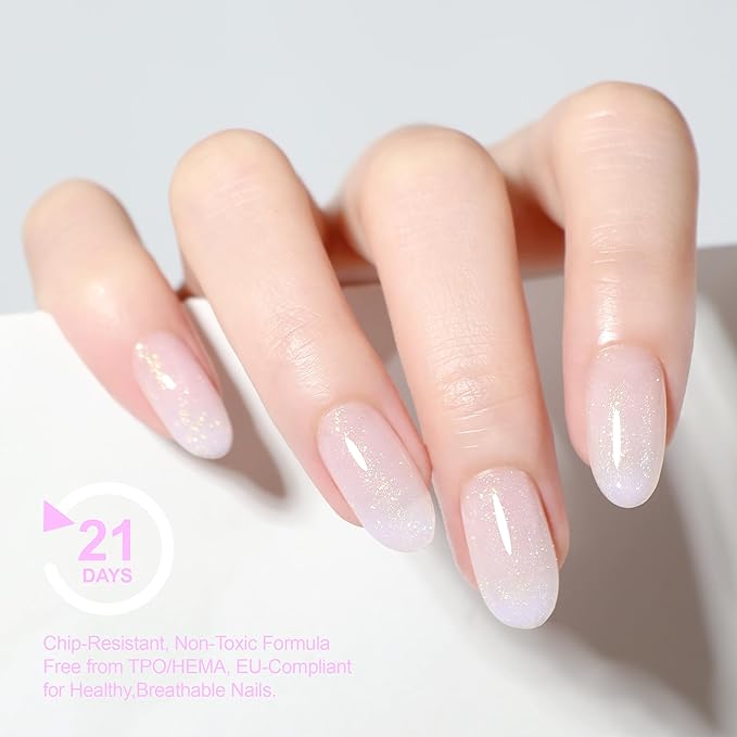 Hema Free Rubber Builder Base Gel, For Strengthens Damaged Thin Nails, Hypoallergenic Shimmer Soak Off LED & UV Lamp Needed 10ml