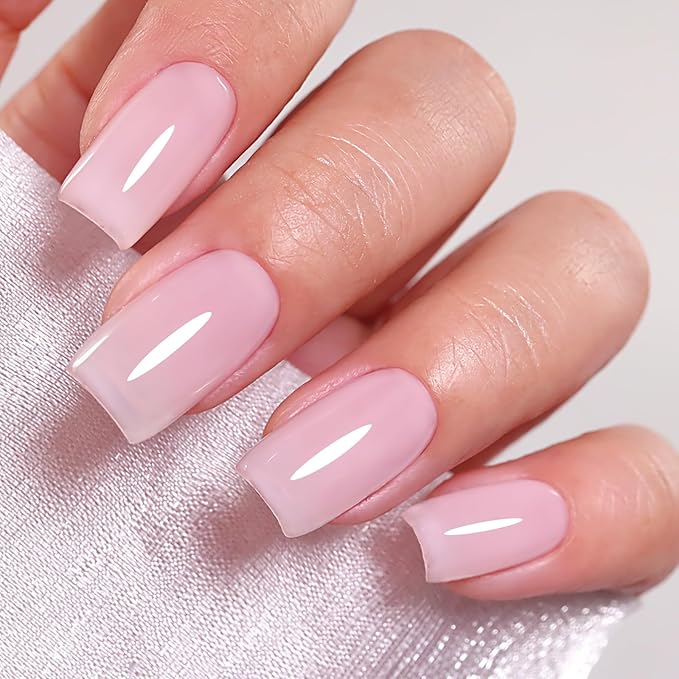 Jelly Gel Polish, Neutral Nude Jelly Nail Gel Polish Translucent Spring Summer Sheer Soak off UV LED for Nail Art DIY Manicure 0.5 Fl Oz