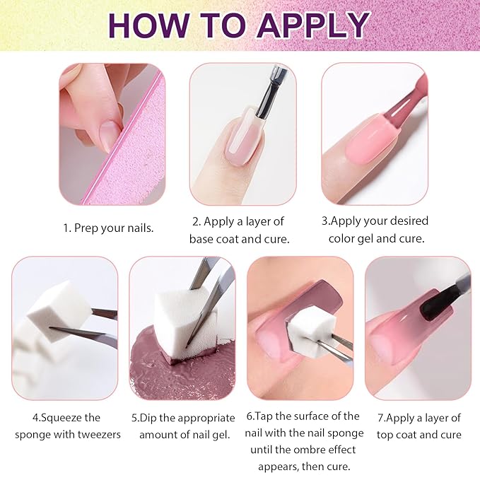 Gradient Painting Gel, 16 Ombre Gel Nail Polish with 100Pcs Nail Sponges &Tweezers for Pigment Pat Nails Almond Nude French Manicure Soak Off UV Long-lasting Palette VelvetSpectrum Studio