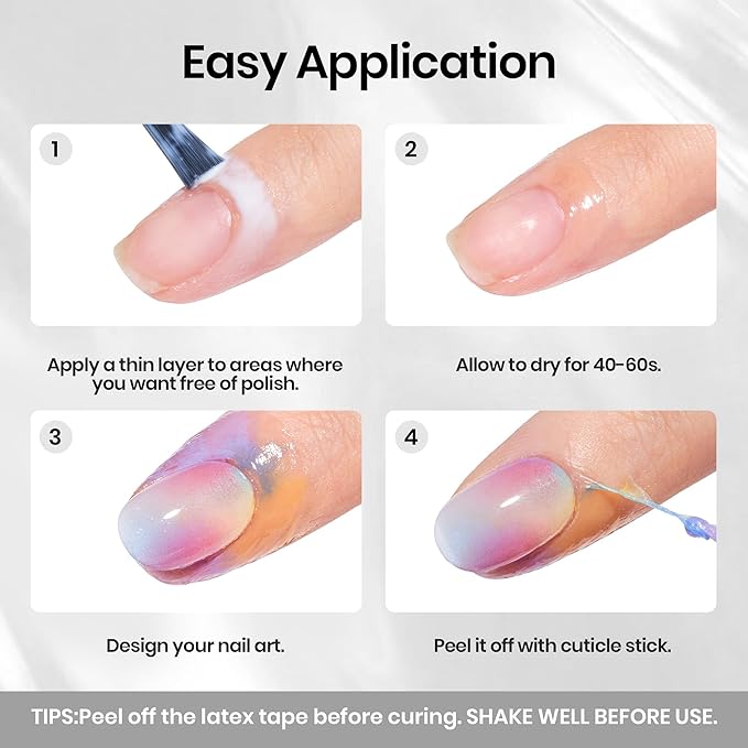 Beetles White Liquid Latex for Nails 15ml - Latex Nail Polish Barrier Peel Off Cuticle Guard for Gel Nail Polish Protector for Fingers Air Dry Manicure Cuticle Protectors with Stick Gifts for Women