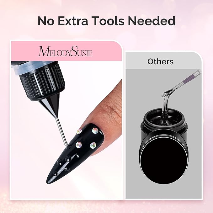 MelodySusie Handheld UV Light for Gel Nails & Gel Nail Glue for Rhinestones & 3D Design - Strong Adhesive (2 * 0.42 Fl Oz)