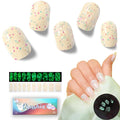 Semi Cured Gel Nail Strips, 20 pcs Nail Wraps, Glaze Stickers, Salon Quality French Manicure, Full Decal Gel Polish Strips, Long Lasting SCG, Easy on, UV Required (Mint Sprinkles)