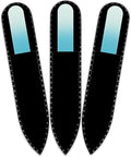 Mont Bleu Rainbow Crystal Nail File in Black Pouch - Small - Purse Size - Czech Tempered Glass - Handmade in Czech Republic - Glass Nail File Manicure Nail Care