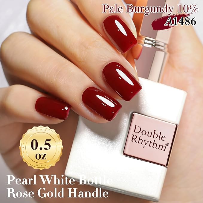 Double Rhythm Gel Polish 15ML Jelly Sheer Pastel Light Milky Color Pearl White Bottle 1 PC 0.5 OZ Full Size Nail Art Salon at Home (Pale Burgundy-D1486)