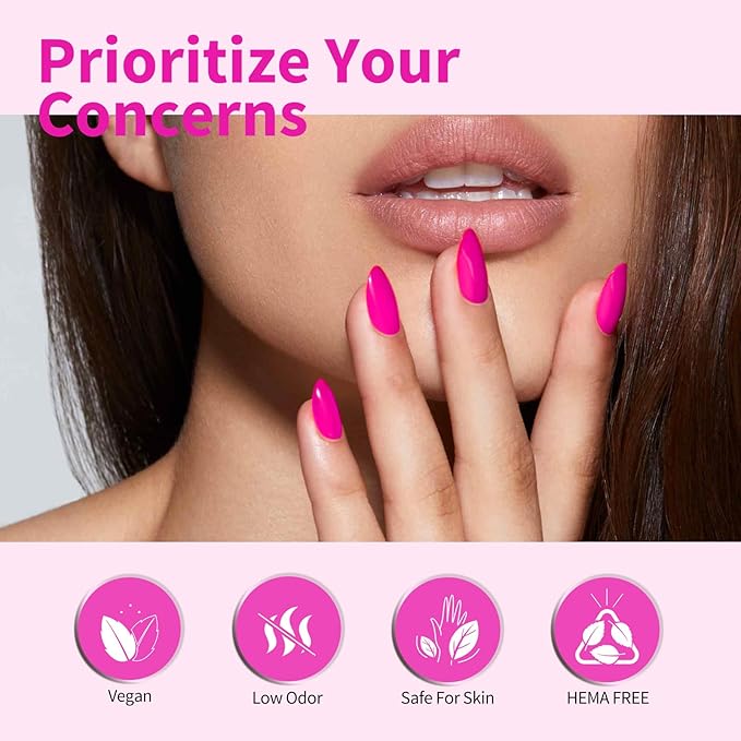 CANNI Hot Pink Gel Nail Polish, 1Pcs Neon Pink Gel Polish Pastel Bright Pink Purple Color High Gloss Soak Off U V Nail French Nail Manicure Salon DIY