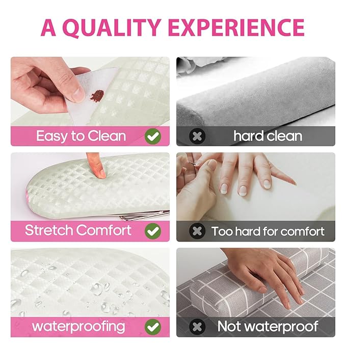 AORAEM Nail Arm Rest Cushion, Nail Hand Cushion Microfiber Leather Manicure Hand Pillow Stand Professional Nail Rest Table Desk Station for Nails Art DIY Use (Creamy White)