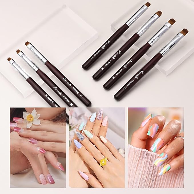 Nail Brush for French Tip, Clean Up Brush for Gel Polish Dual-Use Brush with Wooden Handle for Acrylic/Polygel/Builder Gel #18