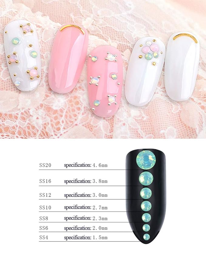 4pack Nail Polish Shine Opal Rhinestone 3D Nail Art Rhinestone Kit Crystal Diamond Rhinestone and Nail Decoration Gem Stone Pink White Blue Green Nail Jewelry Crafts DIY