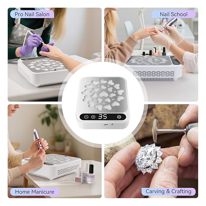 SAVILAND 400Pa Nail Dust Collector: Powerful Suction Nail Fan Dust Collector Touch Screen Display 35 Adjustable Speeds Reusable Filter Nail Collector Tech Must Haves Acrylic Tools & Salon
