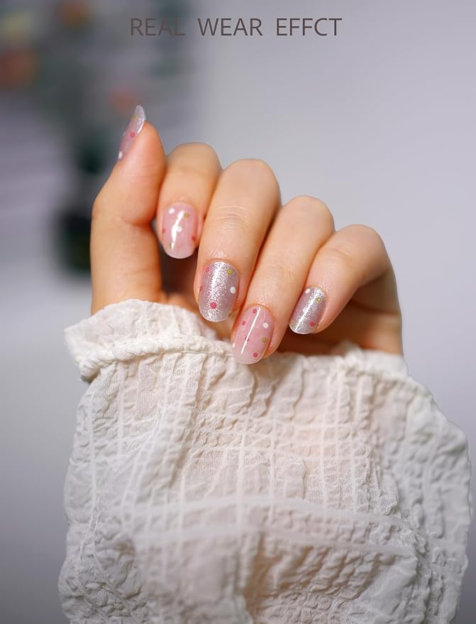 Nail Polish Strips – 32PCS UV Free Salon Quality Wraps, Long Lasting Gel Nail Stickers for Women (Bubblegum Pop Pink)
