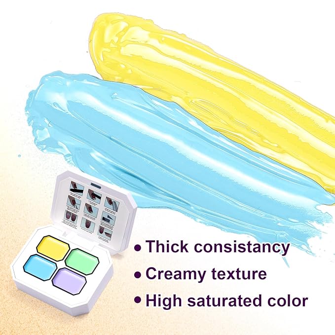 Gradient Gel Nail Set, 4 Bright Colors Ombre Gel Nail Polish with 6 Aurora Multi-Purpose Brushes for Pigment Pat Nails French Manicure Nail DIY Painting Soak Off UV Ice Cream Dream