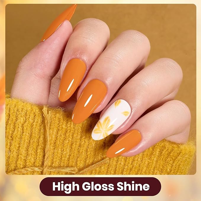 Beetles Gel Nail Polish Set 6 Colors Gel Polish Red Orange Brown Gold Glitter Kit DIY Home Nail Art Manicure Kits UV LED Needed Gifts for Women Golden Blessing
