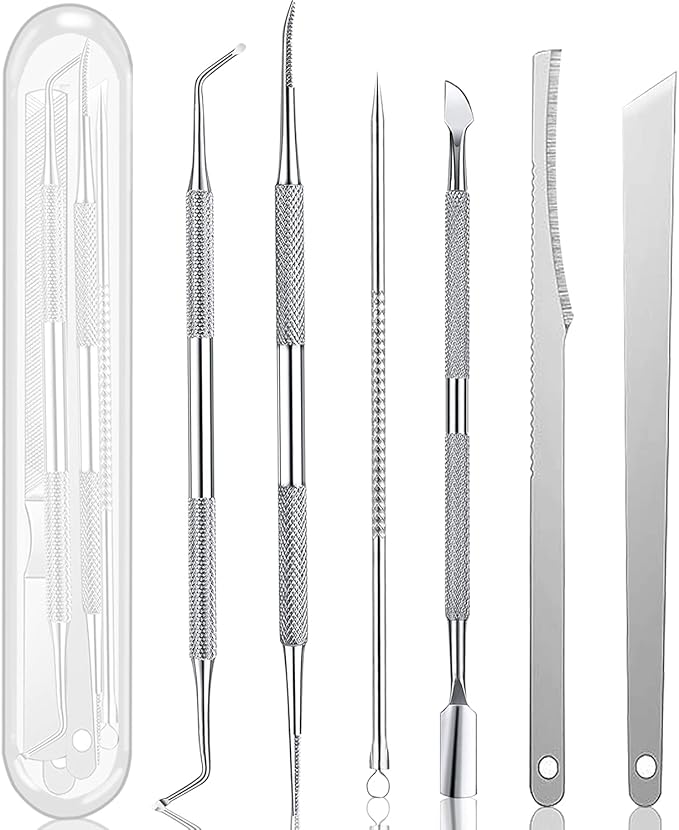 Ingrown Toenail Pedicure Tool Kit 7pcs Nail Manicure Kit Stainless Steel Nail Care Treatment for Nail Correction Polish Pain Relief true color 7 Piece Set (true color)