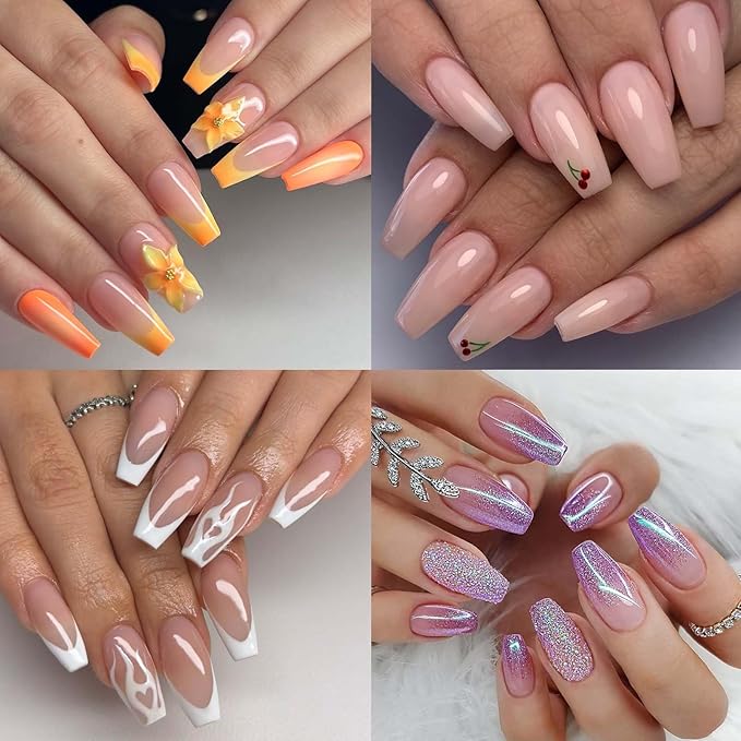 420pc Medium Coffin Gel Nail Tips Clear Fake Nails, Clear Press on Nails Medium Coffin Soft Gel Nail Tips Acrylic Nail Full Cover False Nail Artificial Fingernail for Nail Extension Press-ons