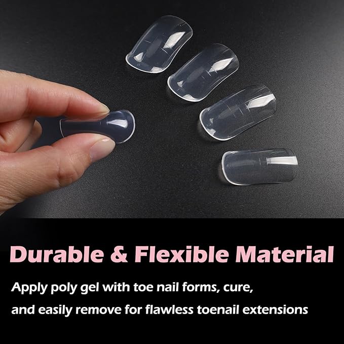 300pcs Toe Nail Dual Forms for Poly Gel Toenail Extension, Reusable Full Cover Molds for French Tip Acrylic Toenails for Salon and DIY at Home 15 sizes