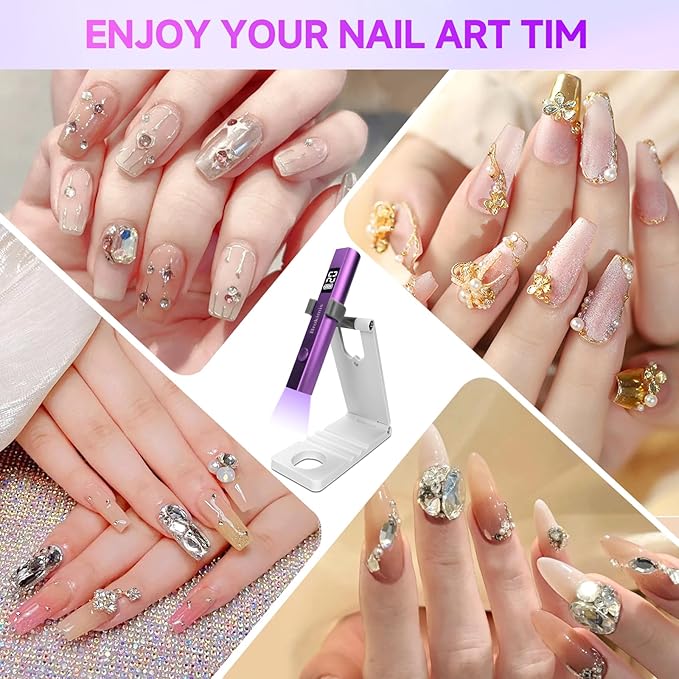 Handheld UV Light for Gel Nails with Stand, Mini Nail Lamp with LCD Display 3-Timer Modes Portable Cordless Rechargeable USB Small Nail Dryer for Fast Curing Home DIY Manicure Nail Art