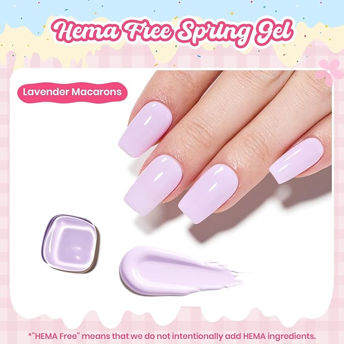 Beetles Lavender Gel Nail Polish - Lavender Macarons Pastel Purple Gel Nail Polish, Same Color Same Bottle, Soak Off UV LED Lamp Pastel Nails Art, Long-Lasting Manicure Salon DIY Home Spring Nails