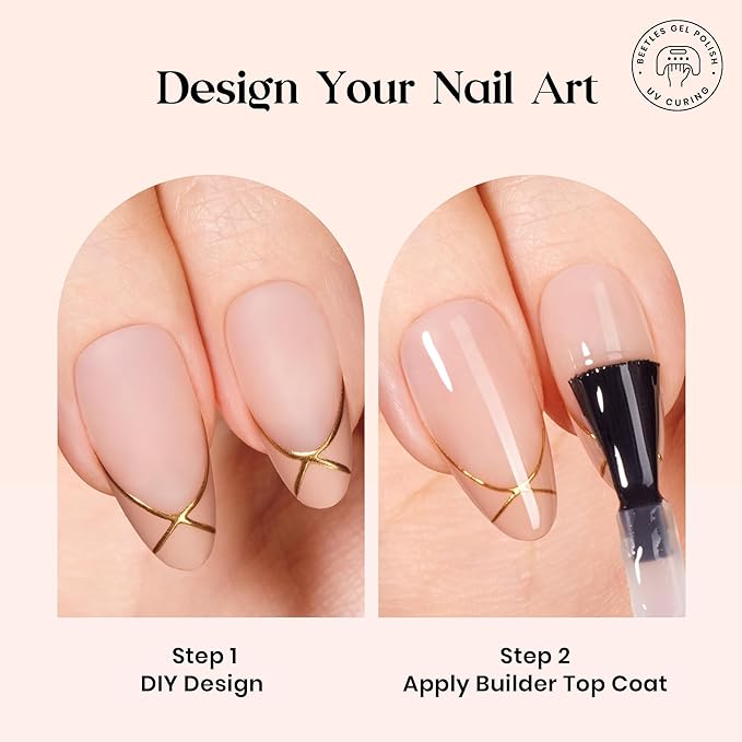 Beetles Press On Nails Kit - Cappuccino Mousse French | 7 Colors Medium Almond French Tip Press On Nails | 224Pcs 16 Sizes All-in-One Kit With Nail Glue,Remover,Builder Top Coat,Nail Lamp
