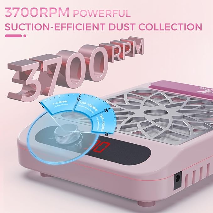 Nail Dust Collector for Nail Techs,Compact & Quiet Vacuum Fan Dust Collector with Reusable Filter, Powerful Dust Suction Machine,Nail Tech Must Haves for Gel Polish,Pedicures,Salon & Home Use