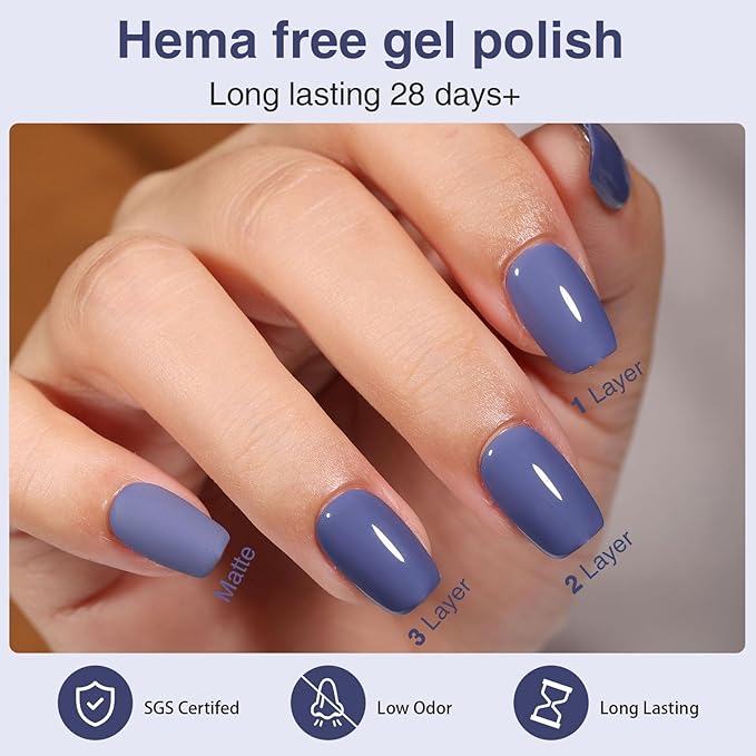 6Pcs 12ml Gel Nail Polish Set with Red White Blue, Gel Polish Kit for Salon DIY at Home, Soak Off LED UV Gel Nail Polish, Gifts for Women Girls