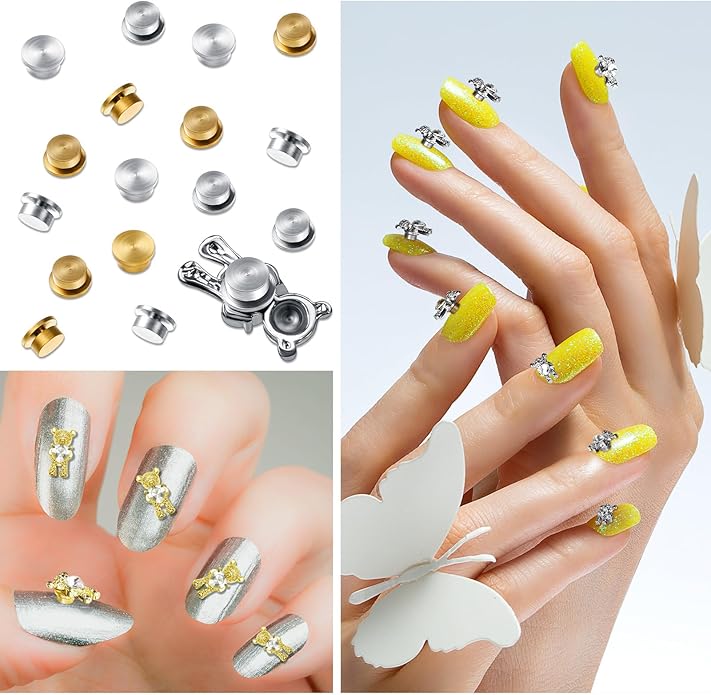 Leelosp 30 Pieces Spinning Nail Charms Nail Art Rotating Charm Bearing Art Tool Rings Jewelry Rotating Tools 3D for Women Girls Crafting Jewelry Accessories