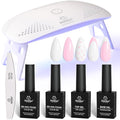 Beetles 2 Colors 8ML White Pink Gel Nail Polish Kit with U V Light, 6 Pcs Gel Polish Set French Tip DIY Manicure Kit with Base & Top Coat Nail File for Beginners Soak Off Gifts for Women Girls Teens