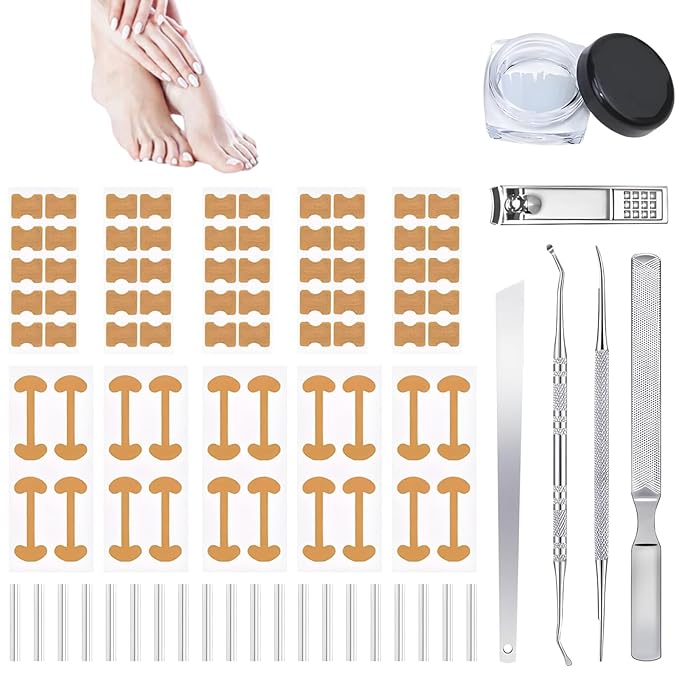 Ingrown Toenail Corrector Kit, 16PC Professional Ingrown Toenail Removal Kit with Correction Strips, Painless Treatment for Ingrown Toenail Pain Relief for Home Pedicure Care