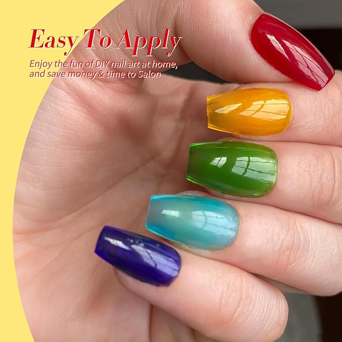 Born Pretty Neon Jelly Gel Nail Polish Polish Blood Wine Red Burgundy Brown Blue Purple Green Translucent,Spring Summer Soak Off U v LED Light Cure Nail Art Kit for Salon Manicure and DIY at Home