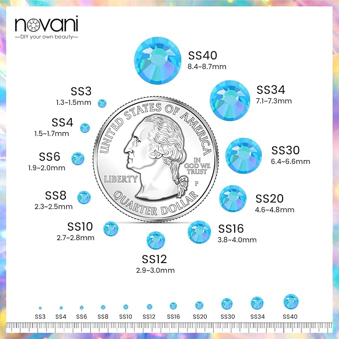 Rhinestones Novani Rhinestones for Crafts Glass Crystals Nail Rhinestones Flatback Nail Gems and Rhinestones for Nails Art Makeup Face Clothes Shoes Decoration DIY(SS30, 288pcs, Aquamarine AB)