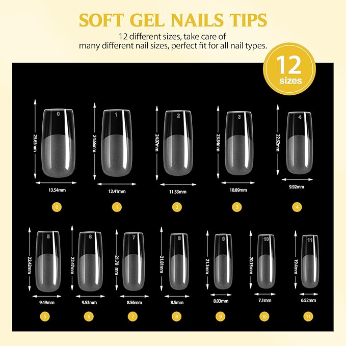 SAVILAND Gel Nail X Kit: 500 Pcs Square Nail Tips Gels Nail Kit with Drill, 0.5 Oz 4-in-1 U V Nail Glue with Lamp, Nail Kit At Home Art Designs & Salon Manicure Kit Gift For Women