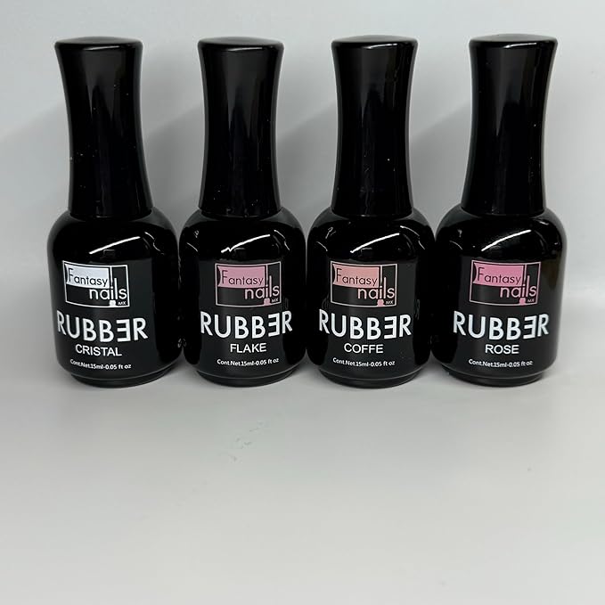 Fantasy Nails Rubber Nail Polish Set, 4 Colors, Crystal Flake Coffee Rose, 0.05 fl oz Each