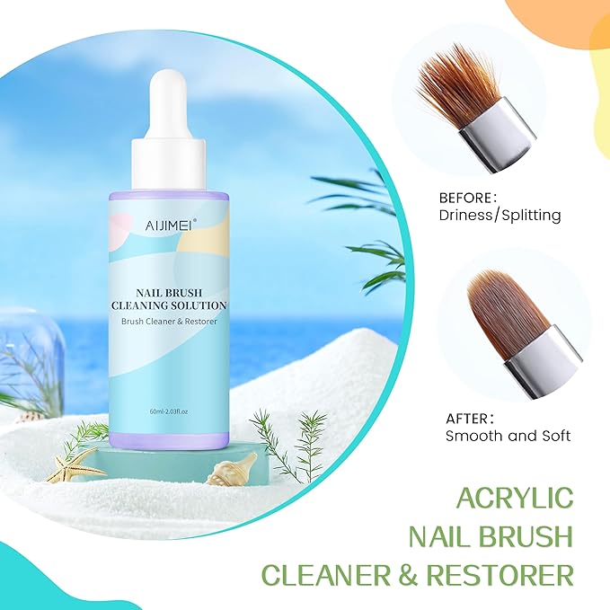 AIJIMEI 60ML/2Fl.oz Lavender Acrylic Nail Brush Cleaner Gel Brush Cleaner Nail Art Tools Clean for Builder Hard Gel Brush Acrylic Nails Brush (60ml-Lavender)