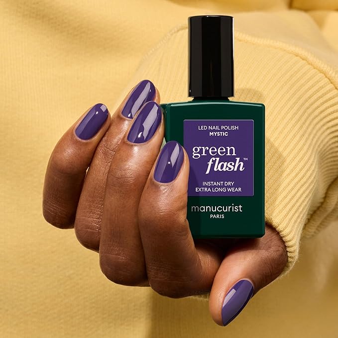Manucurist Green Flash Gel Polish - Mystic (Deep Purple Blue) - UV & LED Gel Nail Polish - 12-Free, Bio-Sourced (84%) - Professional Manicure - 15 ml