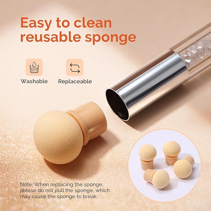 MelodySusie Nail Sponge Pen for Ombre Gradient, Double Ended Sponge, 16pcs Replaceable Sponge for Nail Art Tools for Home and Salon Use