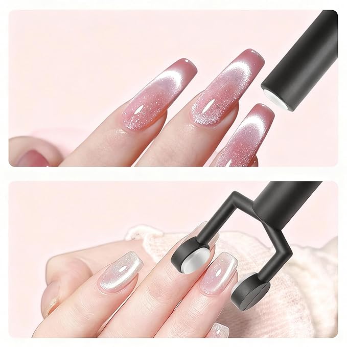2 Pcs Nail Art Cat Eye Magnets For Nails, 2 Kinds Of 3 In 1 Versatile Magnet Tool For Cat Eye Gel Polish Magnets, Upgrade Magnetic Nail Art Tools, Heart, Lines & Cylinder Cateye Magnets