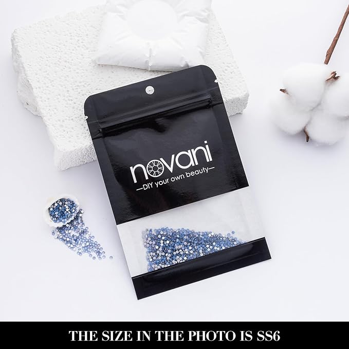 Novani 3000 Pieces Flatback Rhinestones Glass Round Gems Blue Opal Crystals for Nail Art DIY Crafts Clothes Shoes,SS6,1.9-2.0mm