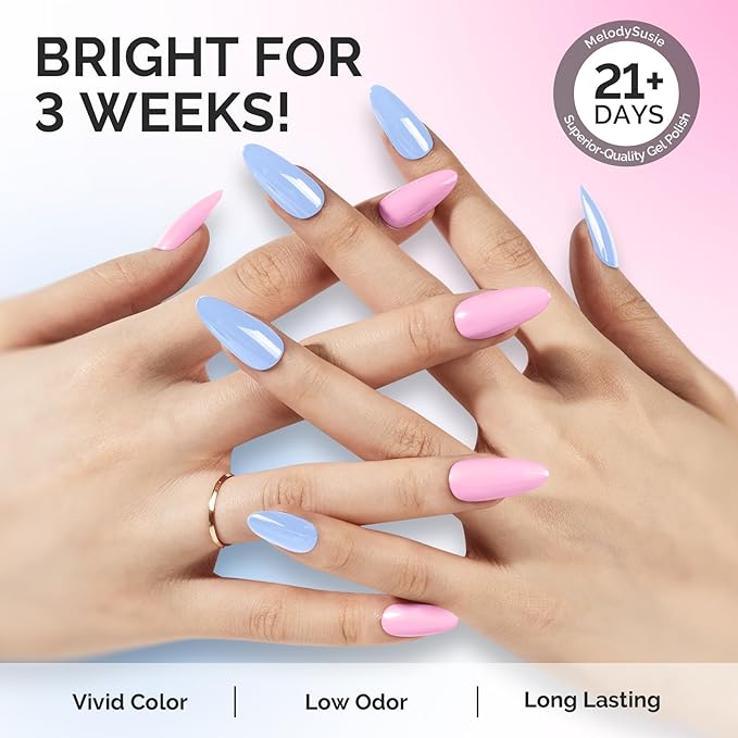 MelodySusie Thick Gel Nail Polish Set- 2 Pcs 15ML BabyPink & Blue Gel Polish Set Soak Off UV LED Pink Gel Polish Christmas Gift for Women Nail Art Manicure Salon DIY Nail Design Decoration at Home