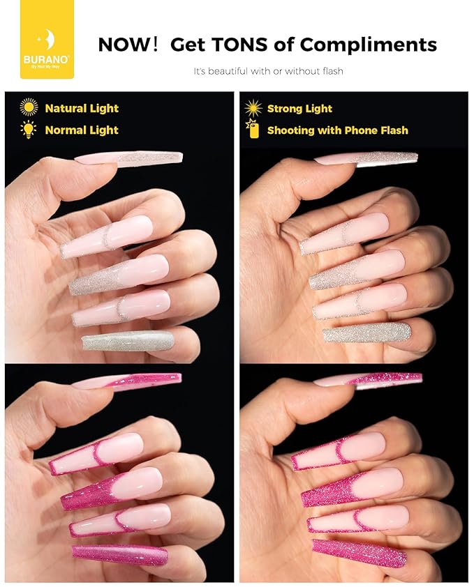BURANO Gel Nail Polish Liner Nail Art Polish, Silver Gold Painted Gel Nail Design Polish 2 Bottle 8ml, Build in Thin Nail Brush Curing Required LX13 LX30