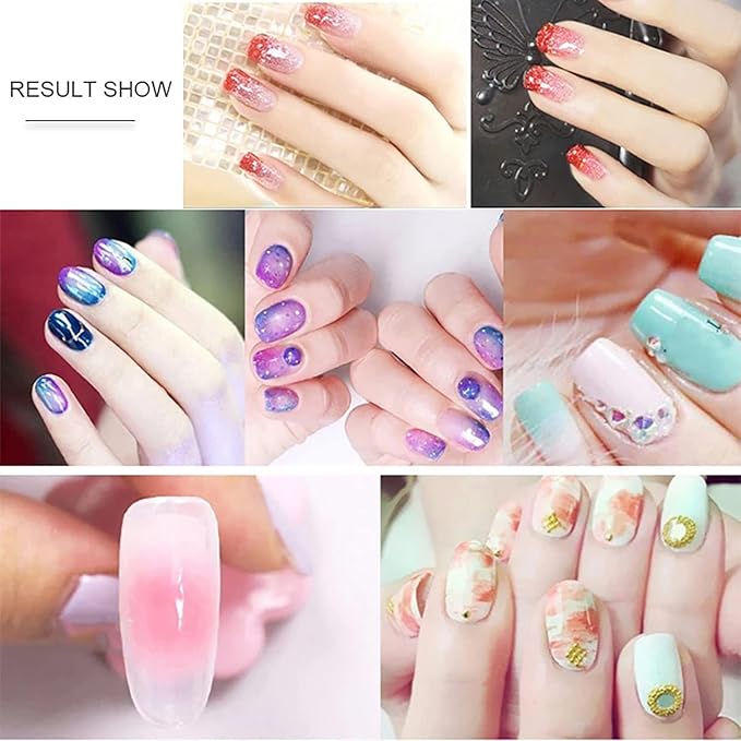 SILPECWEE 1pc Nail Sponges Pen, Ombre Nail Brushes, Double Head Nail Art Brush, Manicure Brush Nail Art Tools for Salon DIY with 16Pcs Replaceable Sponge Heads (Pink)