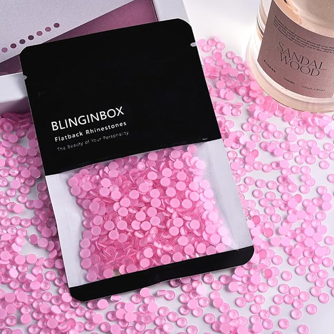 Blinginbox Flatback Rhinestones Round Gems, 288pcs Luminous Series Glass Stones Neon Gems Non Hotfix Crystal Rhinestones for Nail Charms Crafts Clothes Tumblers,Lt.Pink Neon,SS30.