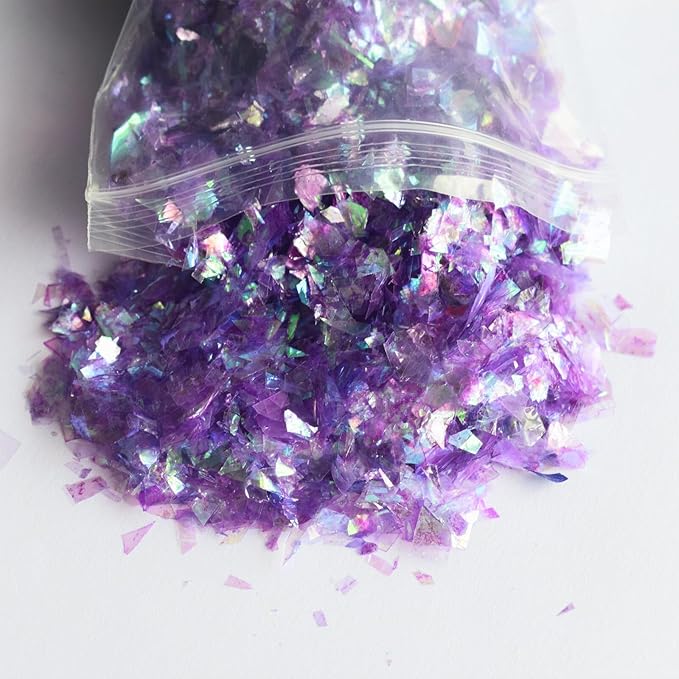 10 Pack Nail Shell Paper Broken Glass Mirror Sticker Nails Glitter Dust Shell Effect Foil Art Trend Shattered Ice Mylar Paper Nail Art Decoration Tools Laser Nail Foil(Random Color)