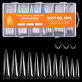 Long Stiletto Nail Tips, 240Pcs Full Cover Soft Gel Nail Tips Pre-shaped 3XL Shape Clear Acrylic False Nail Fake Nail Extension Press On for Salon Home DIY 12 Sizes