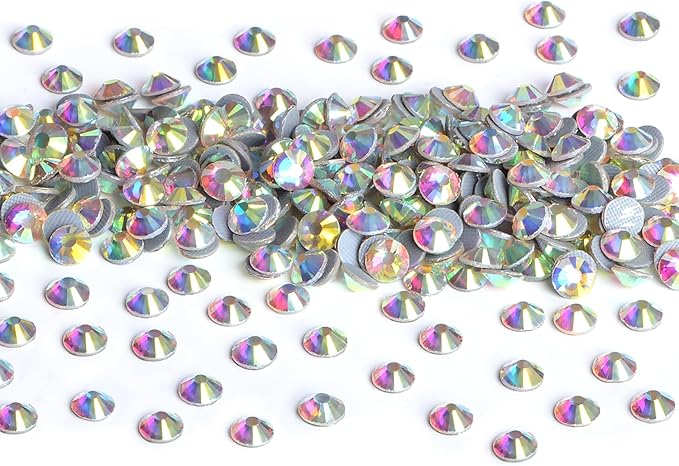 NCB 2880pcs Rhinestones for Crafting, Crystal AB Hotfix Rhinestones Come with Hot Melting Glue, Bright Color & Shining Flatback for Nails, Clothes, Decoration and Handicraft (Crystal AB, SS3 1.3mm)
