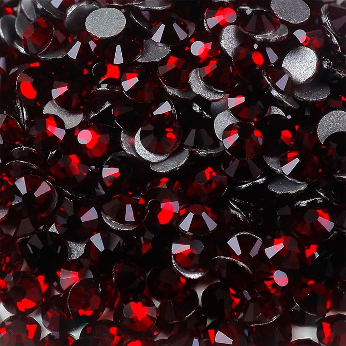 Genie Crystal ss20 1440 Pcs Dark Siam Flatback Rhinestones,5mm Deep Red Glass Rhinestones Glue Fix Stone for Tumbler, Shoes,Clothes,Makeup,Nail Art,DIY Crafts
