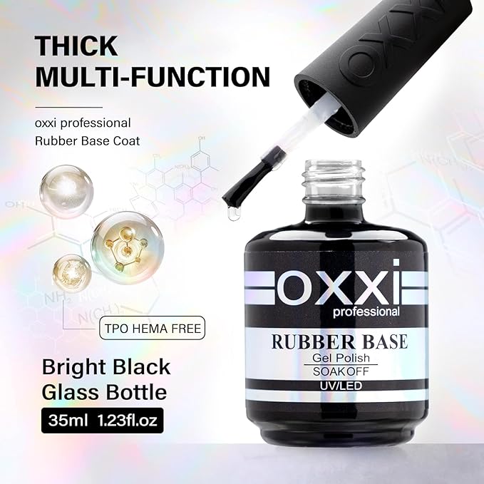 OXXI Professional 35ML*2 Rubber Base Gel Polish and No Wipe Top Set Tpo Hema Free Large Capacity Nail Base and Top Coat