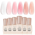 Icy Jelly Nude Pink Gel Nail Polish Set of 6 Transparent Milky White Colors Sheer Gel Polish x Kit for Salon Manicure and Nail Art DIY at Home