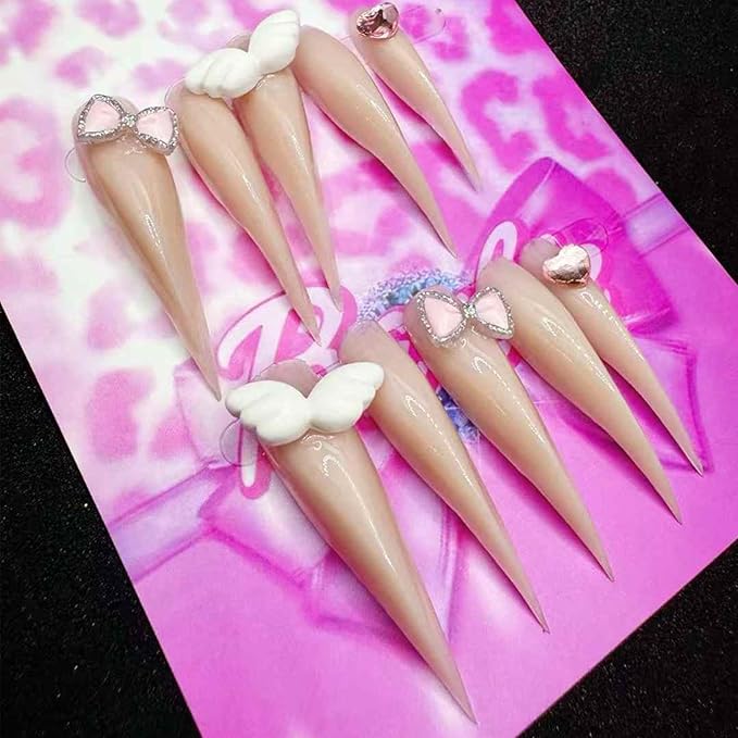 Handmade Press on Nails Short Gothic Style False Nails 3D Nail Art Victorian Elegant Size L