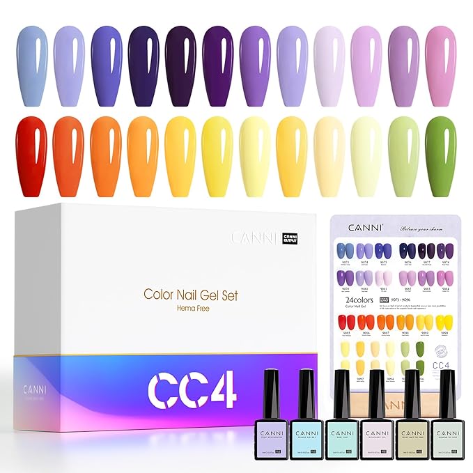 CANNI 30Pcs Gel Nail Polish Set - 9ML Summer Colors Orange, Yellow, Purple, Green Gel Kit, Soak Off UV LED Nail Polish for DIY Nail Art, Manicure Starter Set for Home & Salon