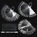 150pcs Nail Swatch Sticks with Ring, Clear Fan-shaped Nails Color Swatches with Palette Spatula Tool for Nail Polish Display Practice Nails Techs Must Haves Nail Supplies
