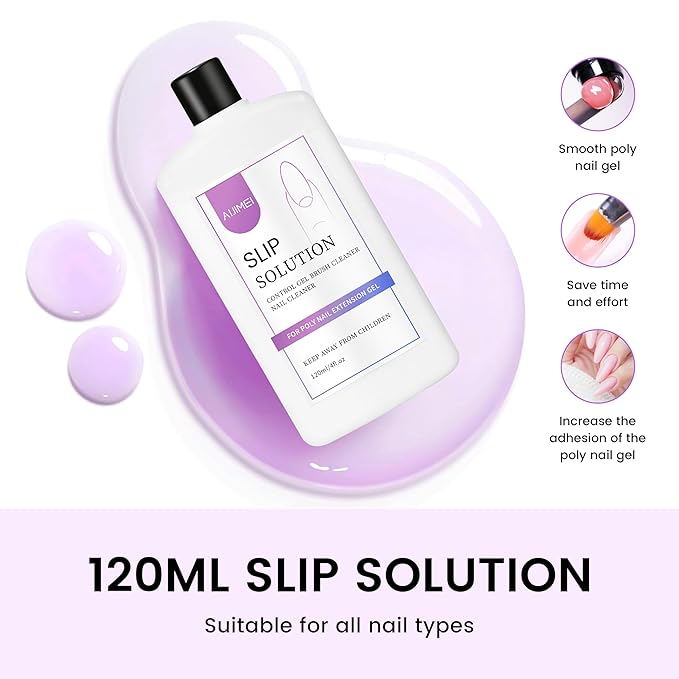 AIJIMEI 120ml Slip Solution 4fl.oz Anti-Slip Nail Slip Solution For Poly Gel Nail Art Extensions Gel Cleanser Suitable For Beginners And Home Salons